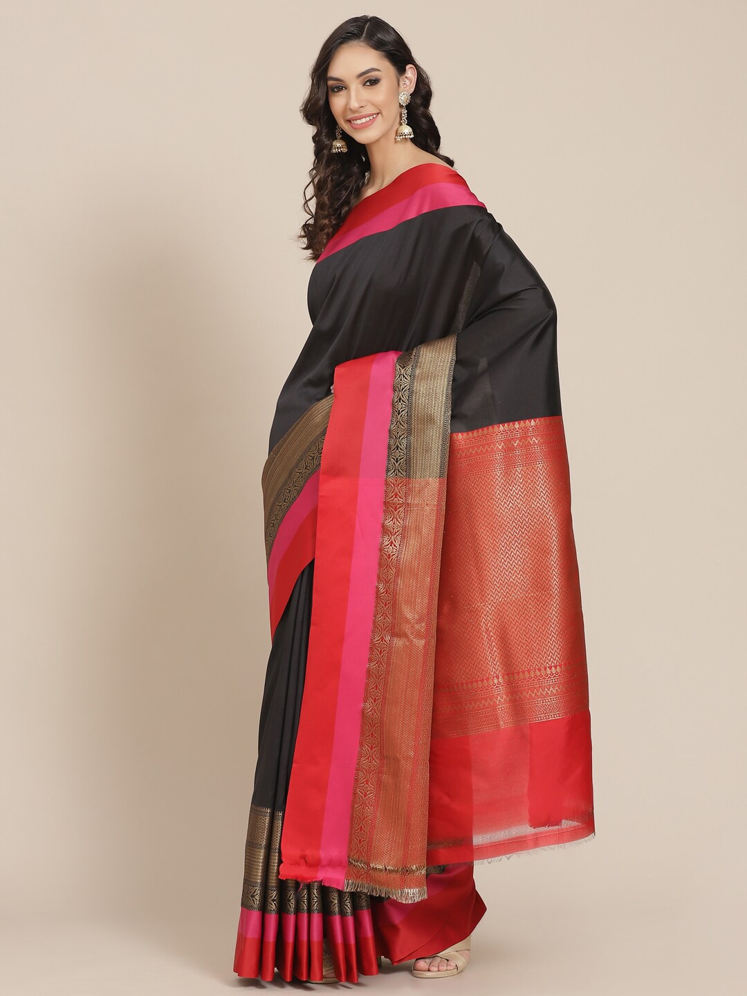 

Meena Bazaar Black Woven Design Banarasi Saree