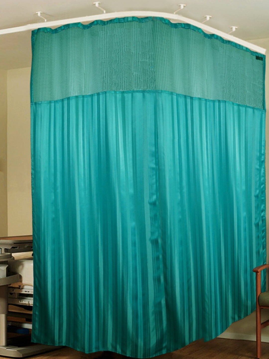 

Lushomes Green Striped Long Door Curtain