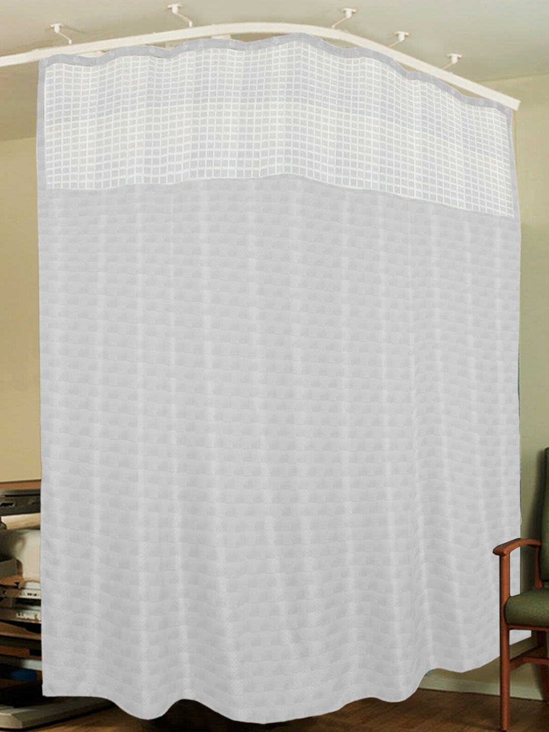 

Lushomes White Striped Long Door ICU 3 partition Net Hospital Curtain