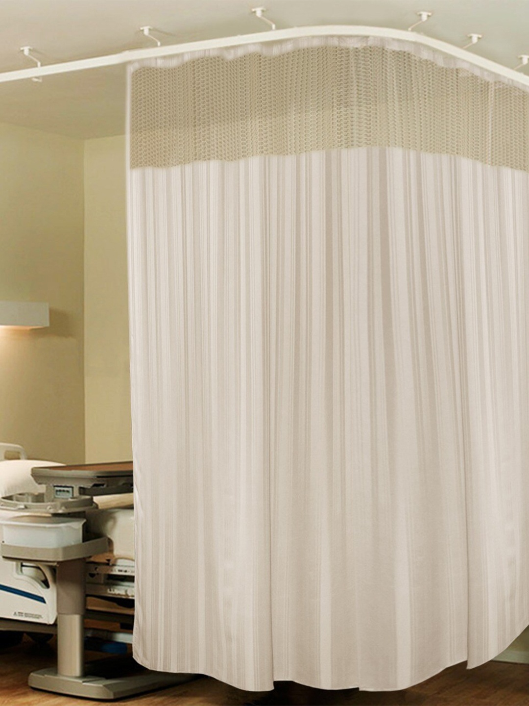 

Lushomes White Stripes ICU 2 Panels Partition Long Door Curtain