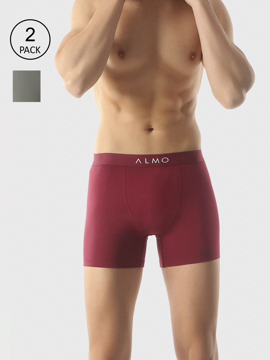 

Almo Wear Men Pack of 2 Green & Maroon Solid Cotton Trunk OC201-BB-RAG