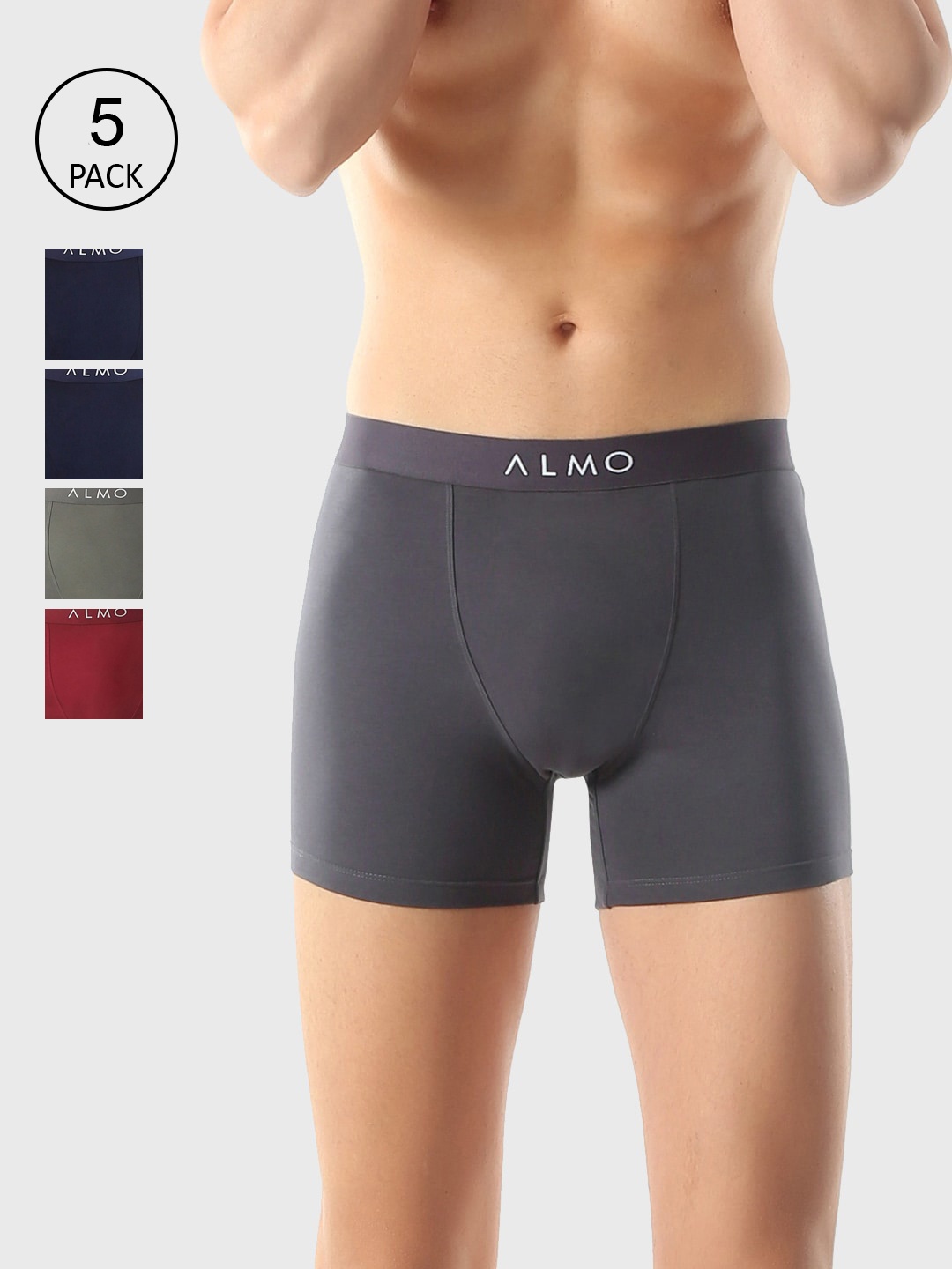 

Almo Wear Men Pack Of 5 Solid Organic Cotton Boxer Briefs OC-BB-BLBLGRAG, Green