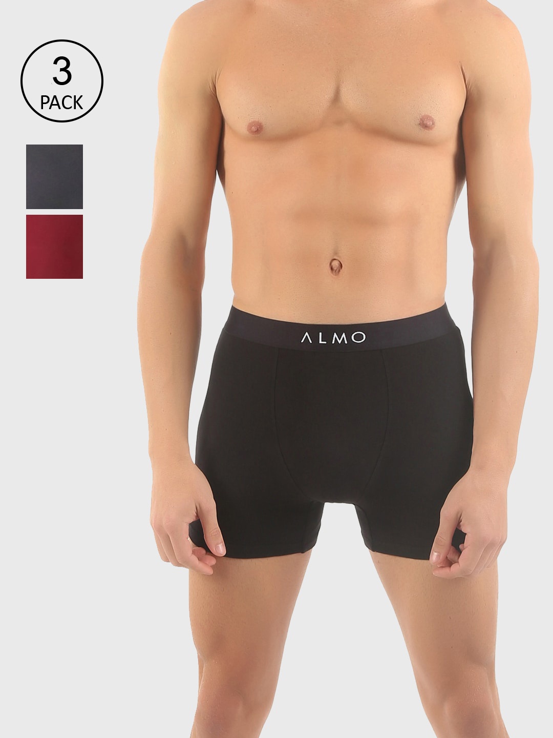 

Almo Wear Men Pack Of 3 Solid Organic Cotton Boxer Briefs OC201-BB-BGR, Multi