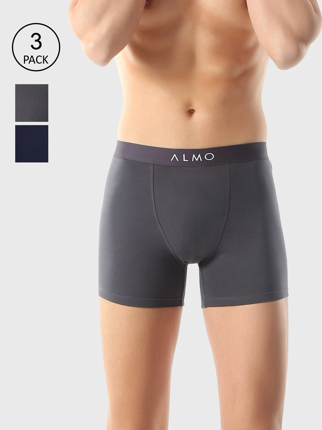 

Almo Wear Men Pack Of 3 Solid Organic Cotton Boxer Briefs OC201-BB-GBLBL, Multi