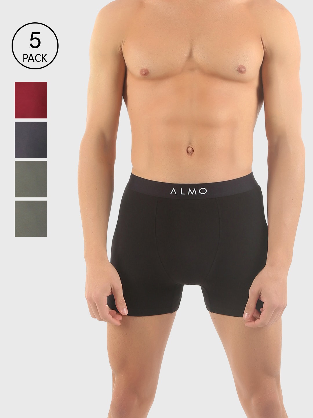 

Almo Wear Men Pack Of 5 Solid Organic Cotton Boxer Briefs OC-BB-BGRAGAG, Maroon