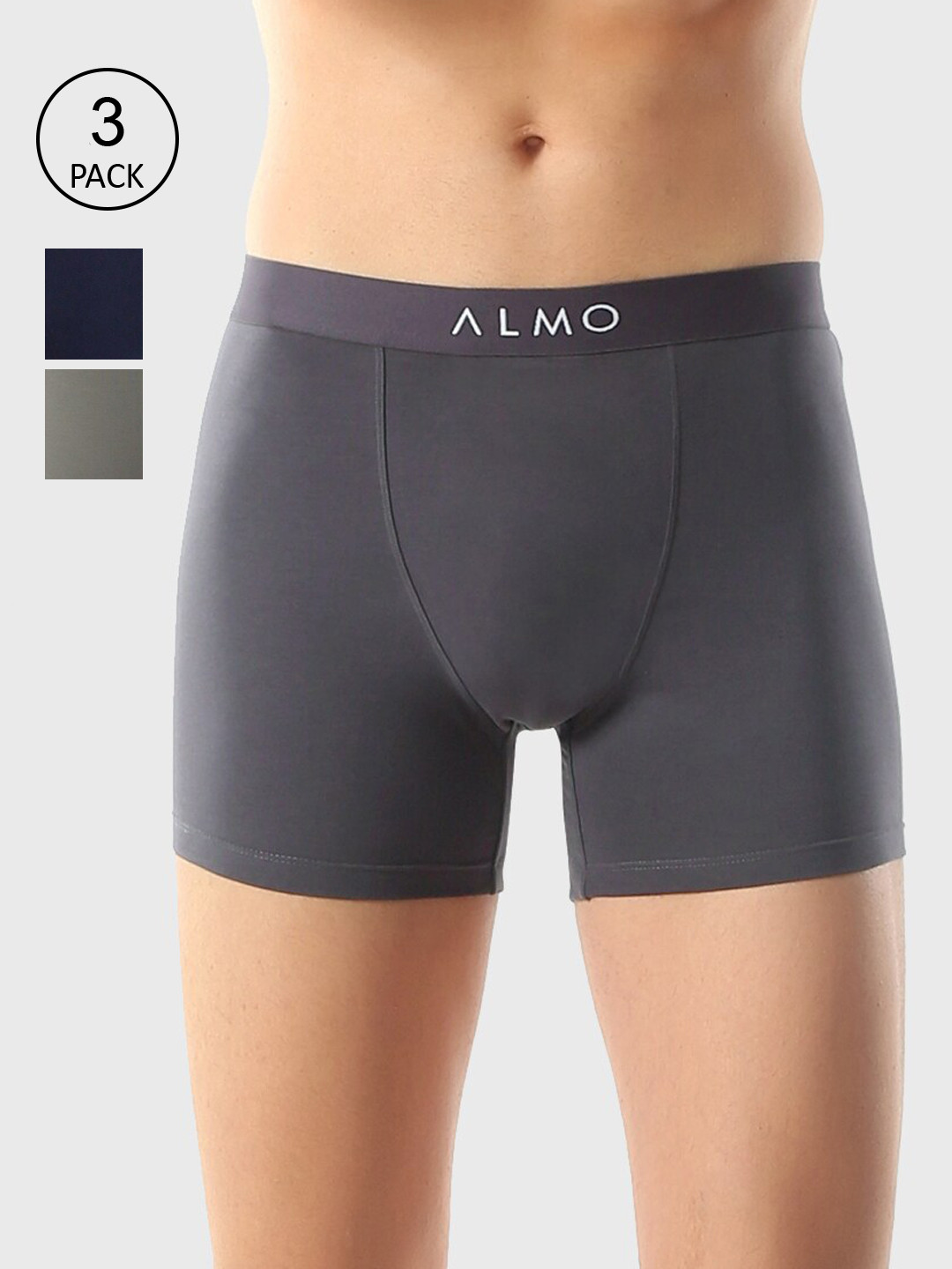 

Almo Wear Men Pack of 3 Solid Cotton Trunk OC201-BB-GBLAG, Multi