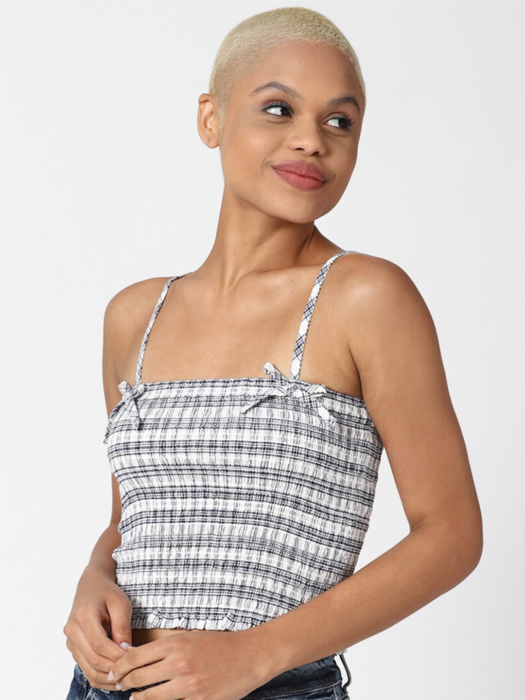 

FOREVER 21 Blue Checked Crop Top