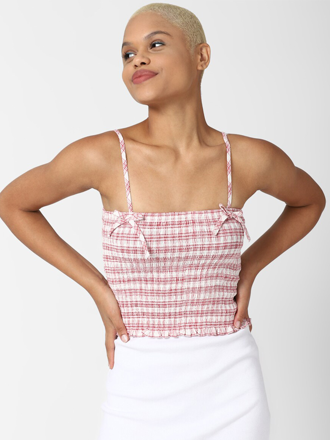 

FOREVER 21 Pink Checked Top