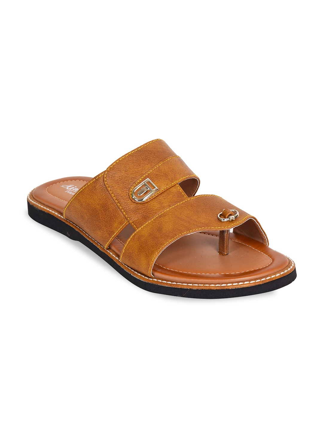 

Ajanta Men Tan Solid Slip-On Flip Flops