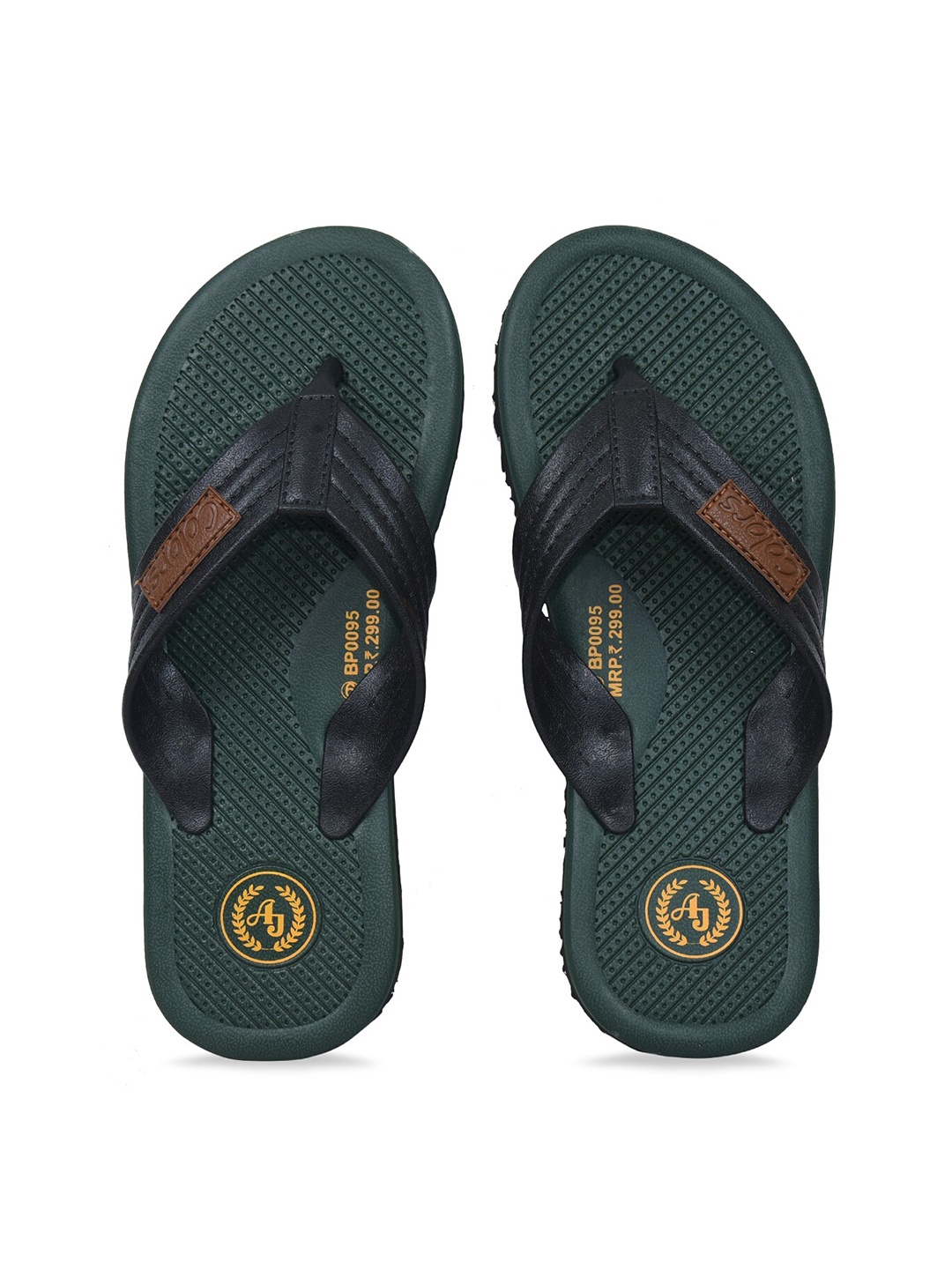 

Ajanta Men Green & Black Thong Flip-Flops