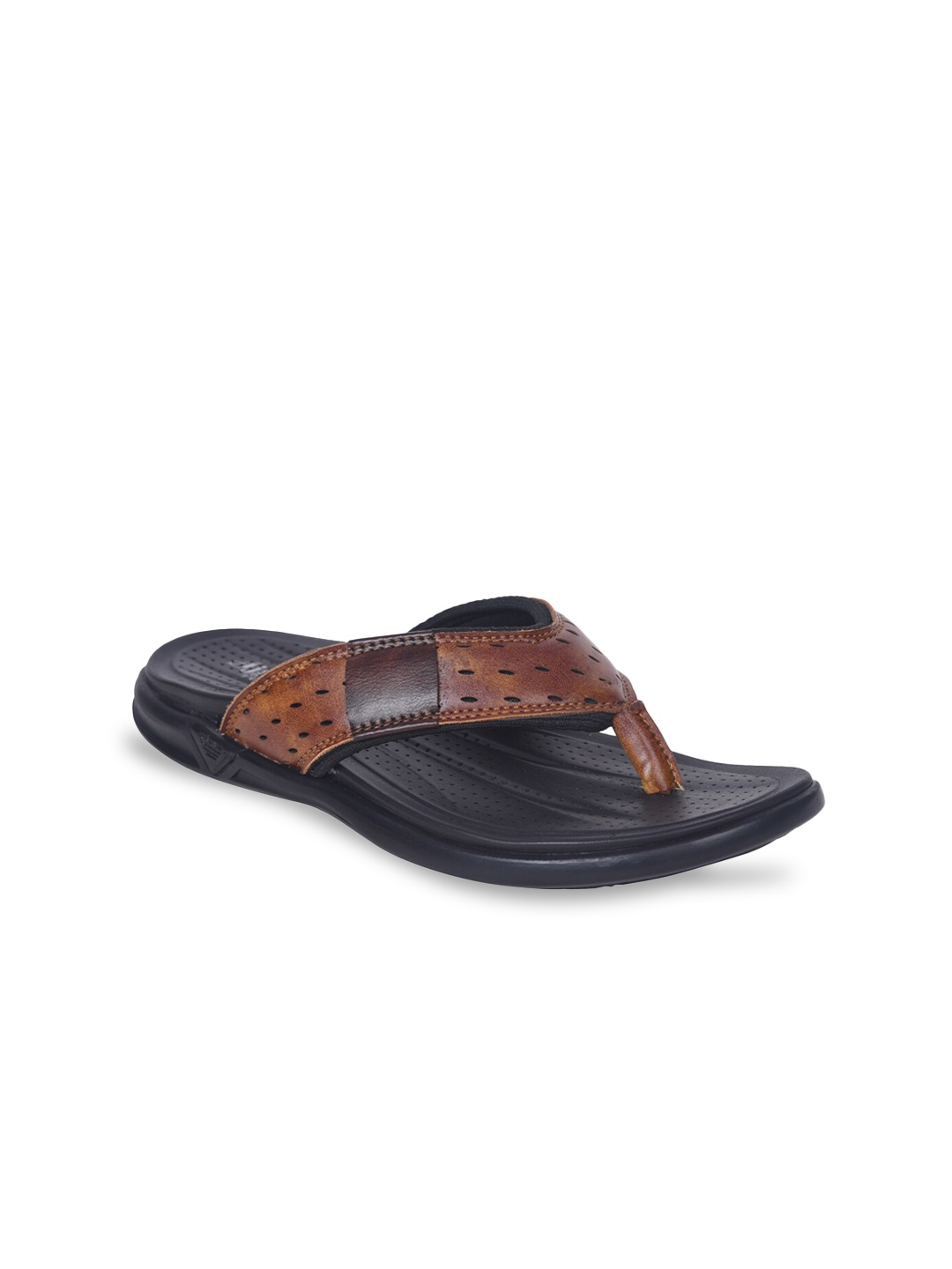 

Ajanta Men Brown Colourblocked Thong Flip-Flops