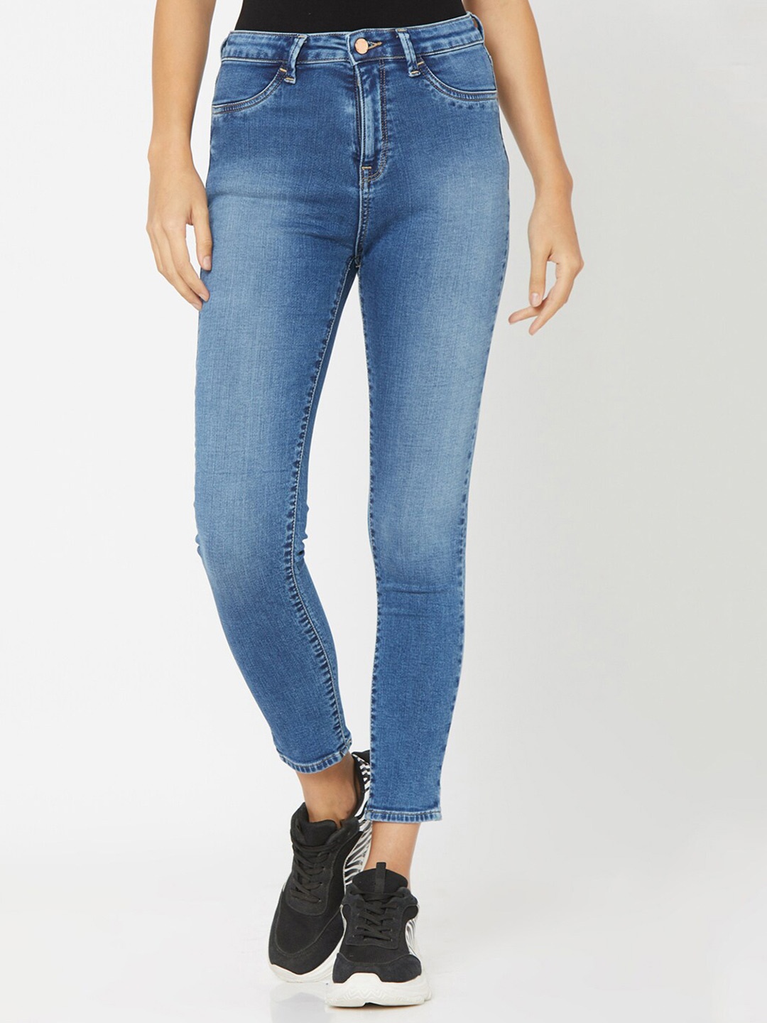 

SPYKAR Women Blue Solid Skinny Fit High-Rise Denim Jeggings