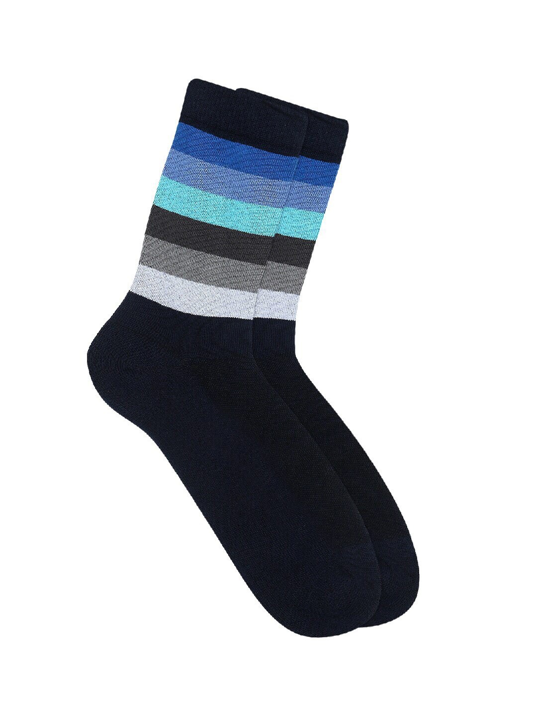 

Soxytoes Navy Blue & Black Striped Above Ankle-Length Socks