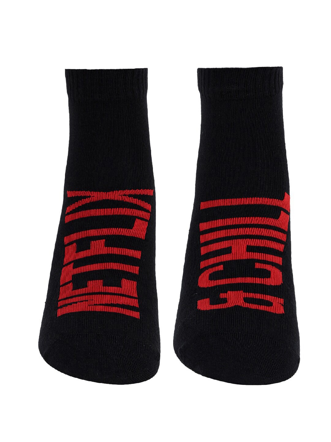 

Soxytoes Unisex Black & Red Patterned Ankle-Length Socks