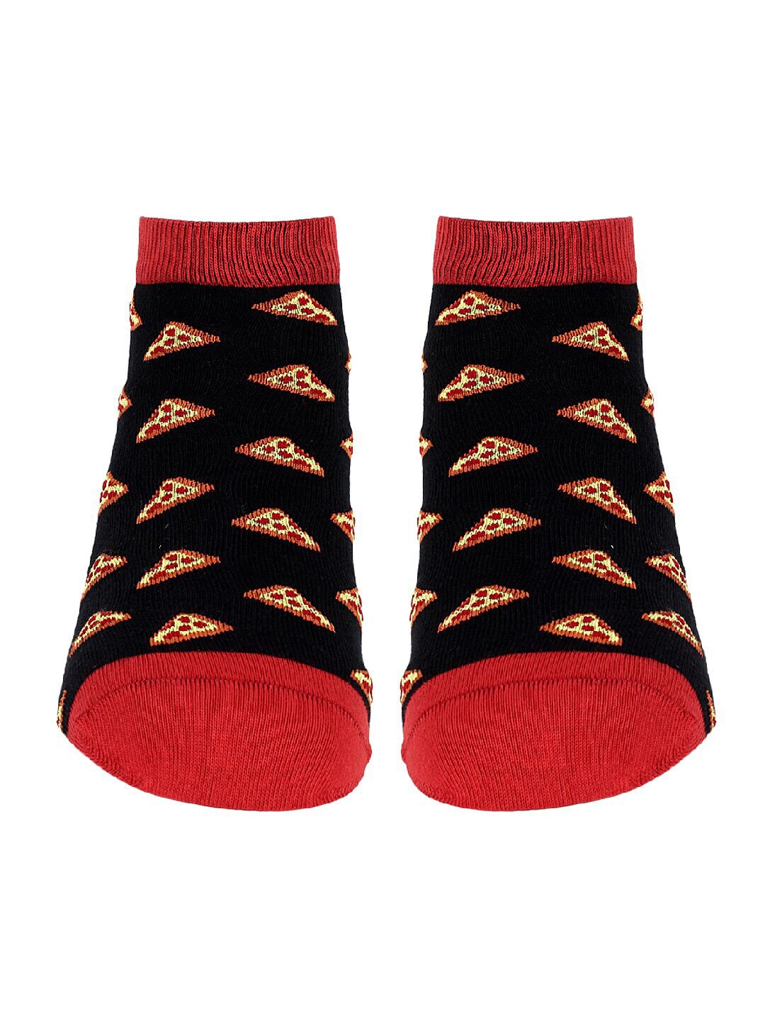 

Soxytoes Unisex Black & Red Patterned Ankle-Length Socks