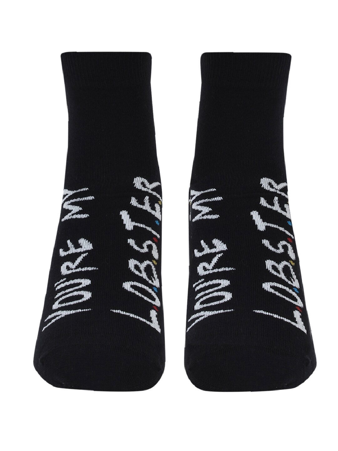 

Soxytoes Unisex Black & White Patterned Pure Combed Cotton Ankle Length Socks