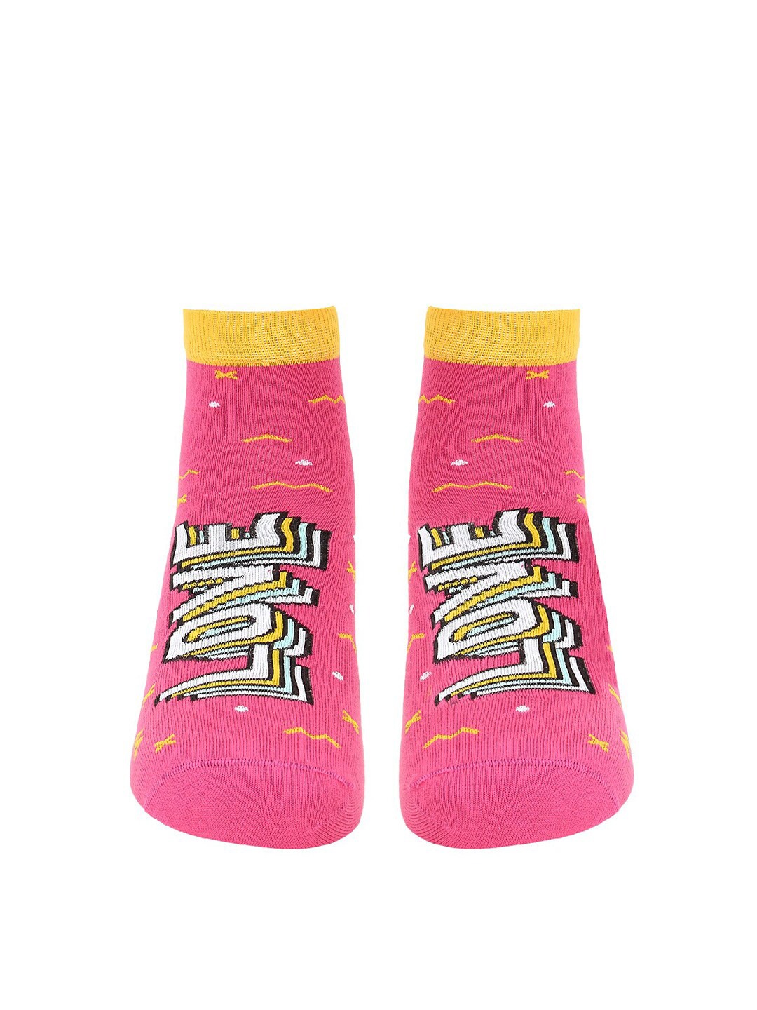 

Soxytoes Unisex Pink & White Patterned Ankle-Length Socks