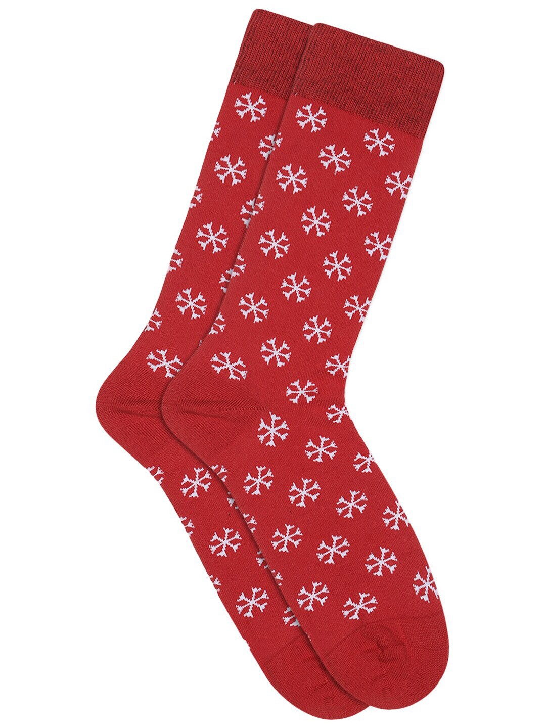 

Soxytoes Men Red & White Patterned Pure Combed Cotton Christmas Calf-Length Socks