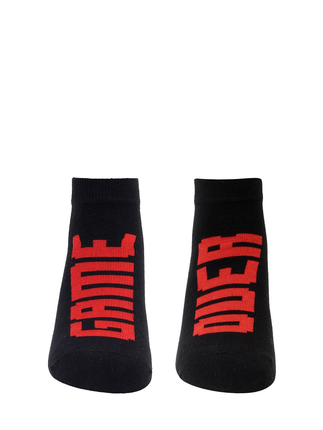 

Soxytoes Unisex Black & Red Patterned Pure Combed Cotton Ankle-Length Socks