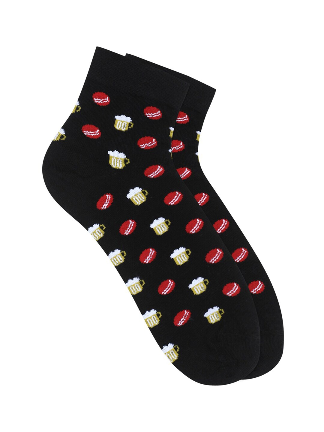 

Soxytoes Unisex Black Patterned Pure Combed Cotton Ankle-Length Socks
