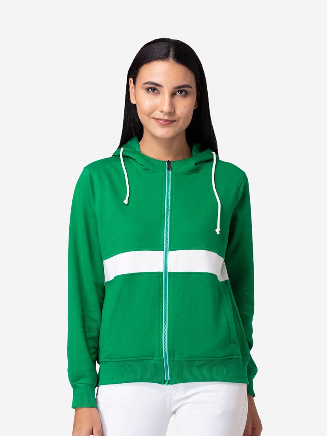 

Modriba Women Green Fleece Hooded Sweatshirt