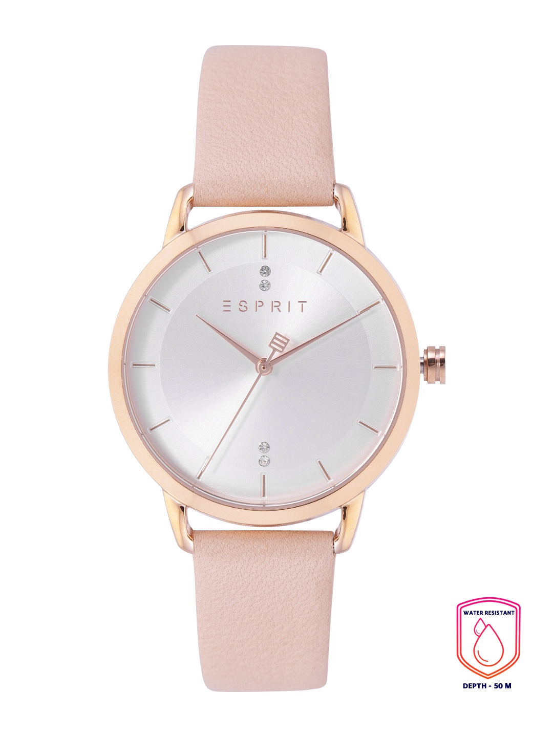 

ESPRIT Women Silver-Toned Dial & Pink Leather Straps Analogue Watch ES1L215L0045