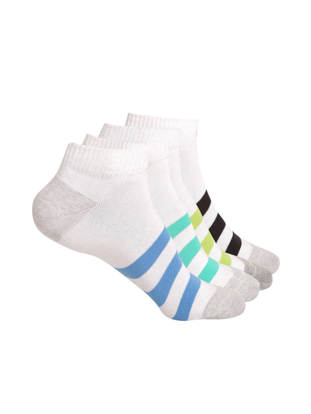 

MUTAQINOTI Men Pack Of 4 Sports Ankle Length Sneakers Antimicrobial Socks, White