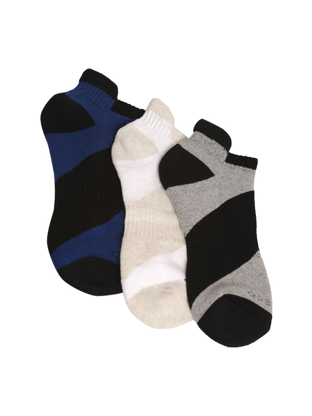 

MUTAQINOTI Men Pack Of 3 Assorted Ankle-Length Antimicrobial Socks