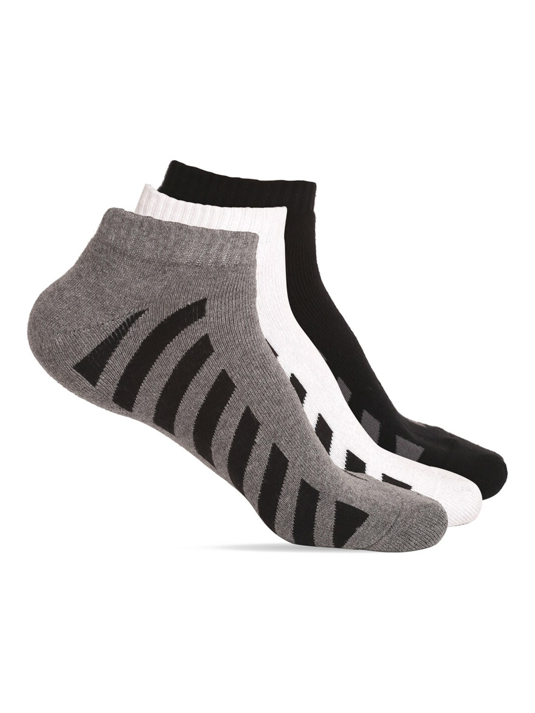 

MUTAQINOTI Men Set Of 3 Multicoloured Patterned Ankle Length Antimicrobial Socks, Multi