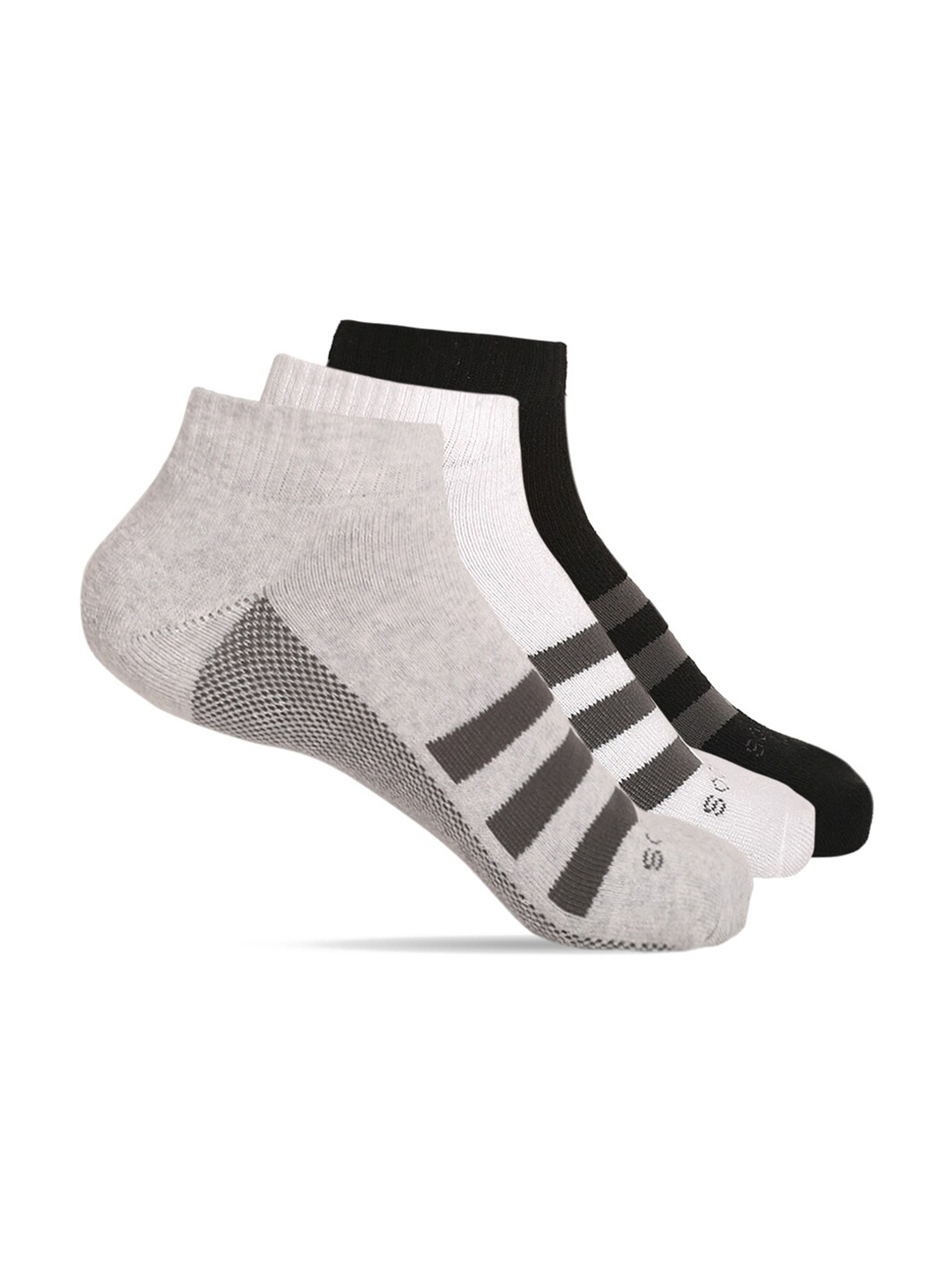 MUTAQINOTI Men Pack Of 3 Ankle-Length Antimicrobial Socks, Grey