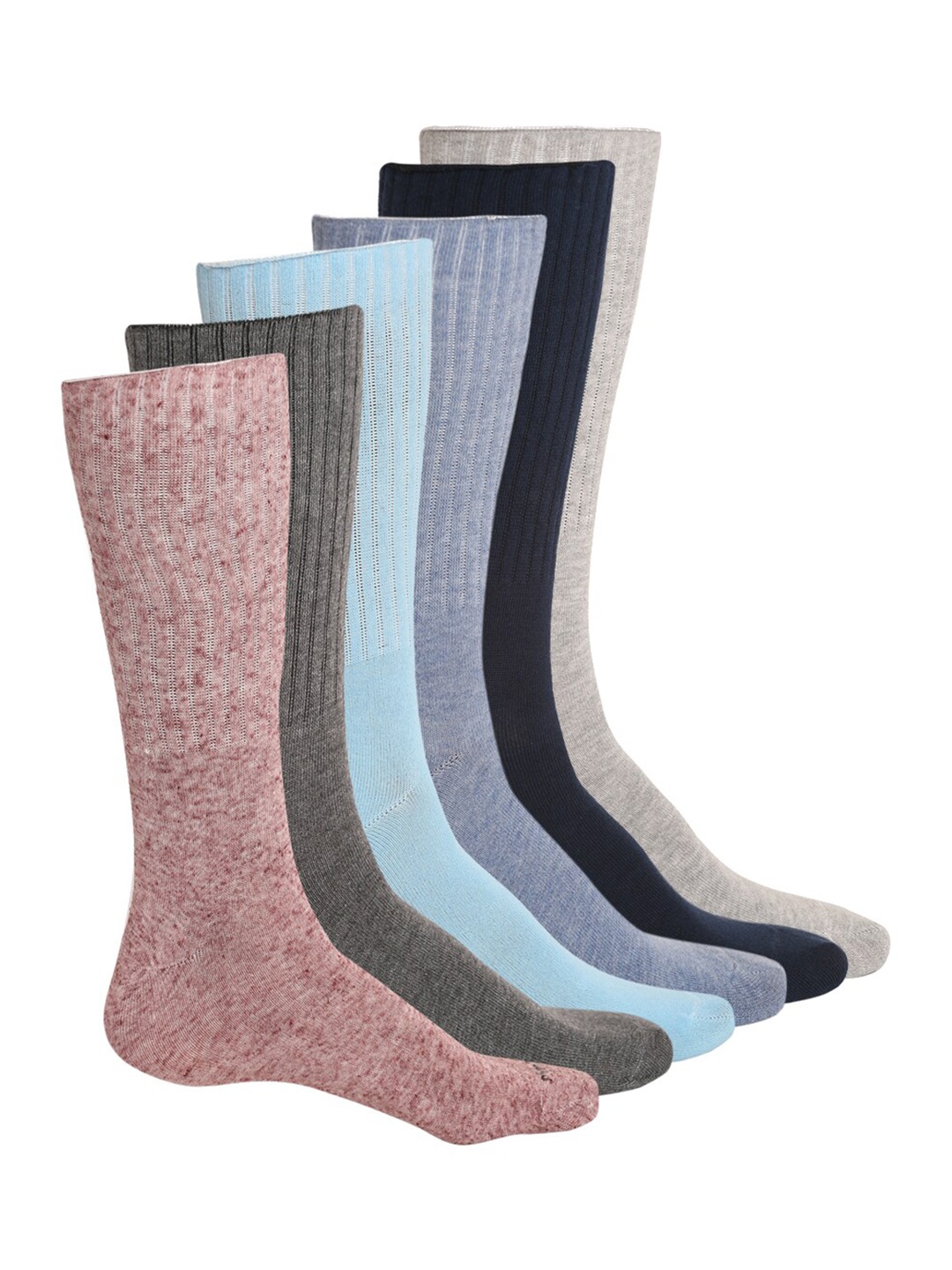 

MUTAQINOTI Men Pack of 6 Calf-Length Antimicrobial Socks, Blue