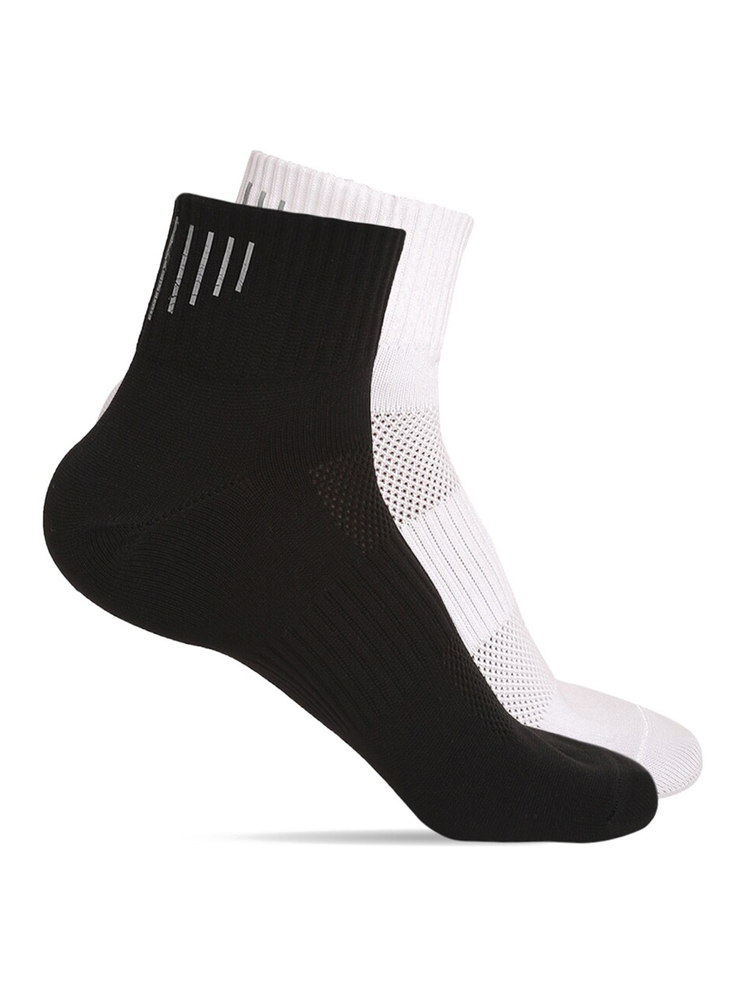 

LOUIS STITCH Men Pack Of 2 White & Black Solid Above Ankle Length Socks