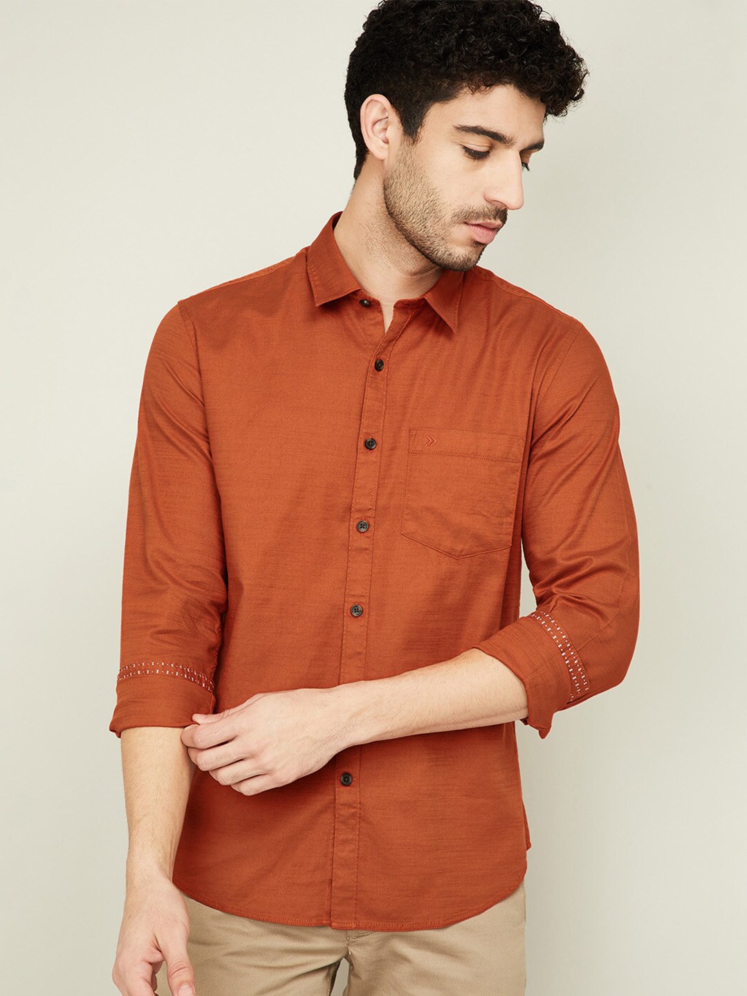 

CODE by Lifestyle Men Rust Cotton Casual Shirt