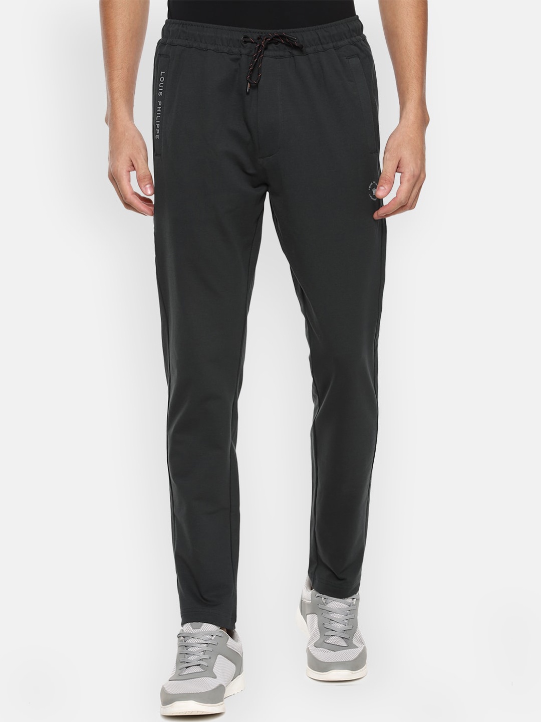 

Louis Philippe ATHPLAY Men Chardcoal Grey Solid Slim-Fit Trackpants, Charcoal