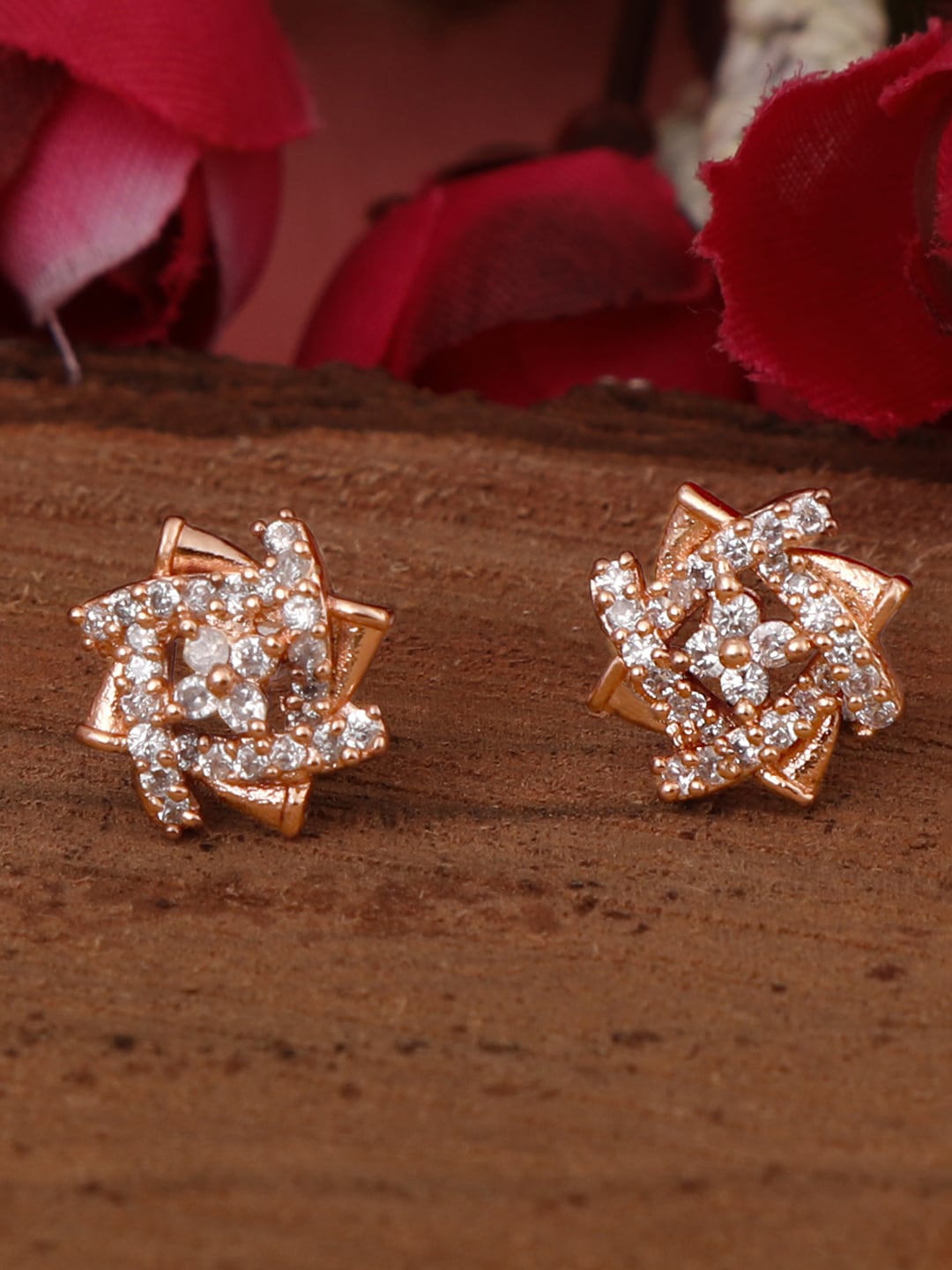 

ZINU Rose Gold Contemporary Studs Earrings