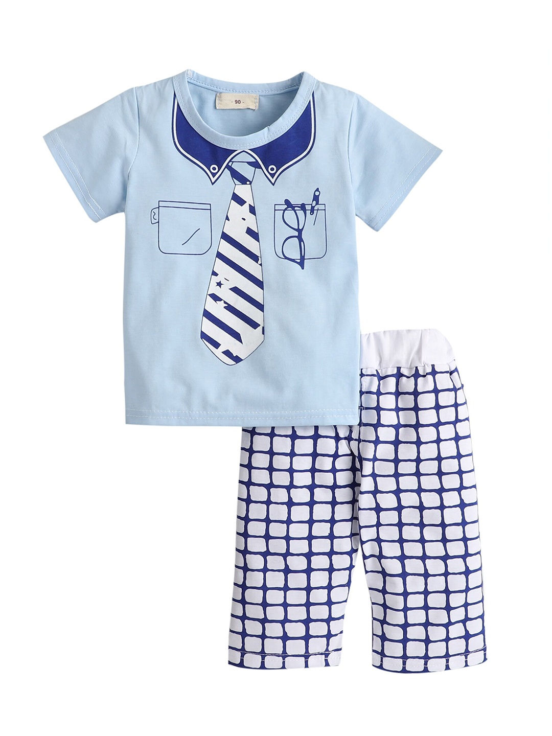 

Hopscotch Boys Blue & White Printed T-shirt with Trousers