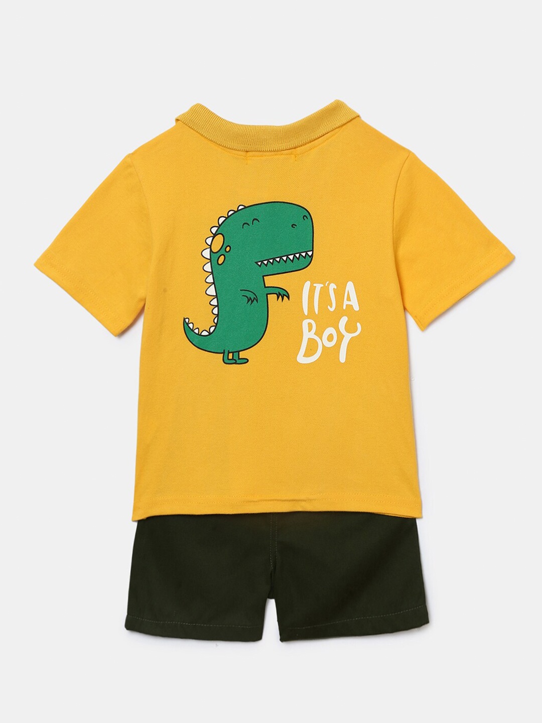 

Hopscotch Boys Yellow & Black Printed T-shirt with Shorts