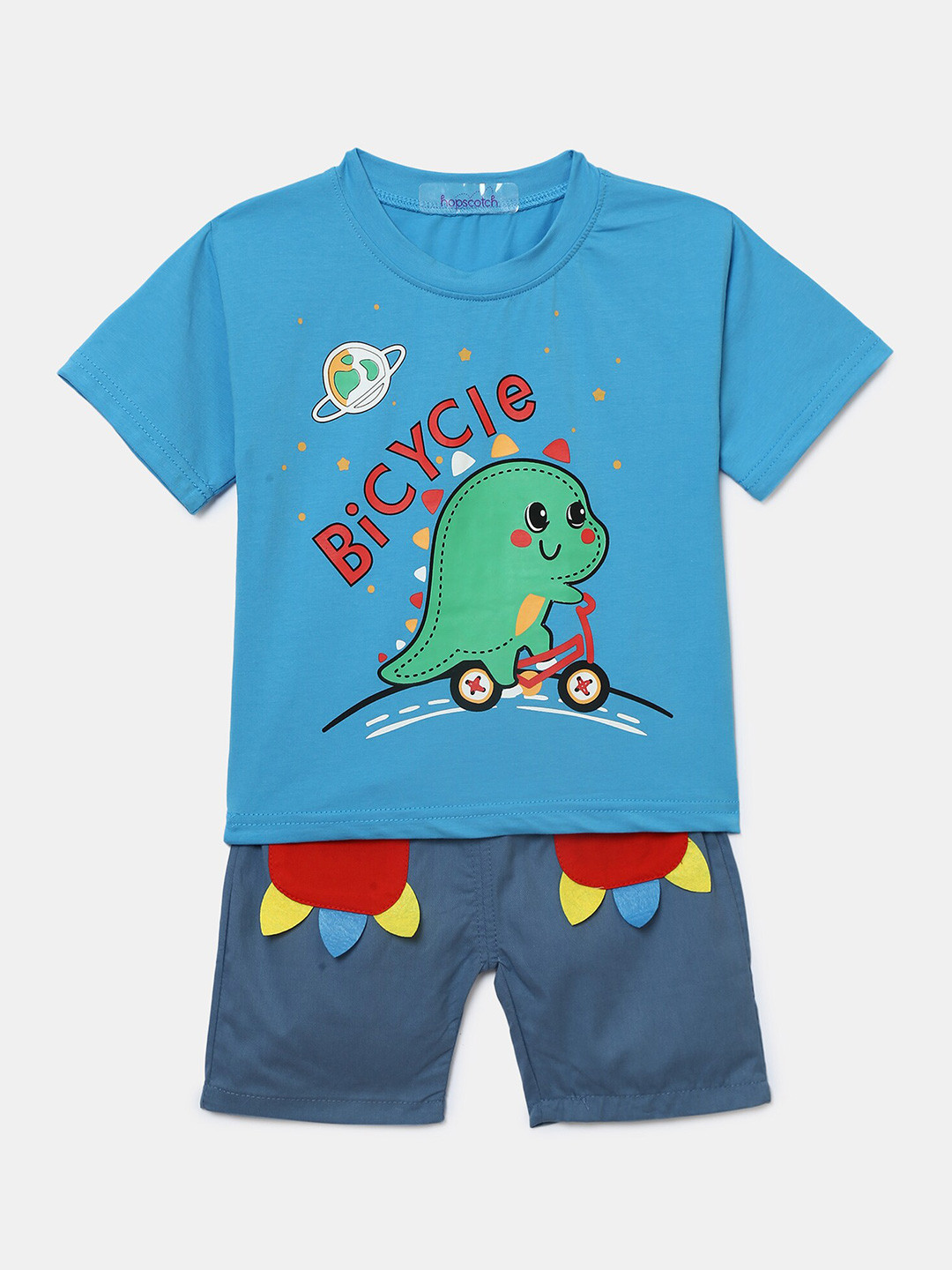 

Hopscotch Boys Blue Printed T-Shirt & Shorts