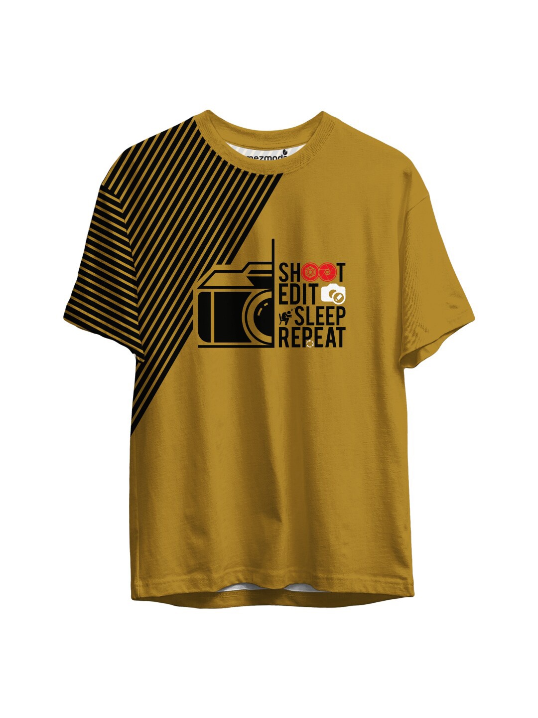 

mezmoda Boys Mustard Brown Typography Printed T-shirt