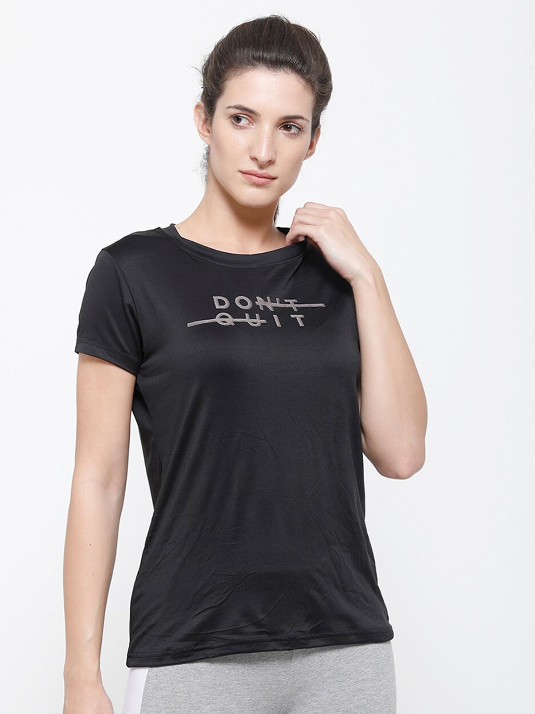 

De Moza Women Black & Grey Printed T-shirt