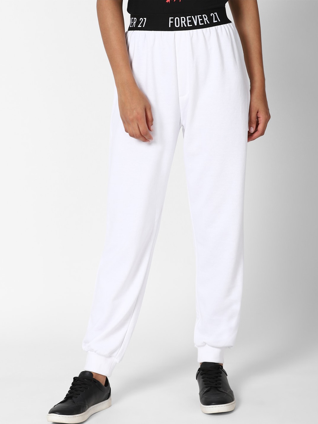 

FOREVER 21 Women White Joggers Trousers