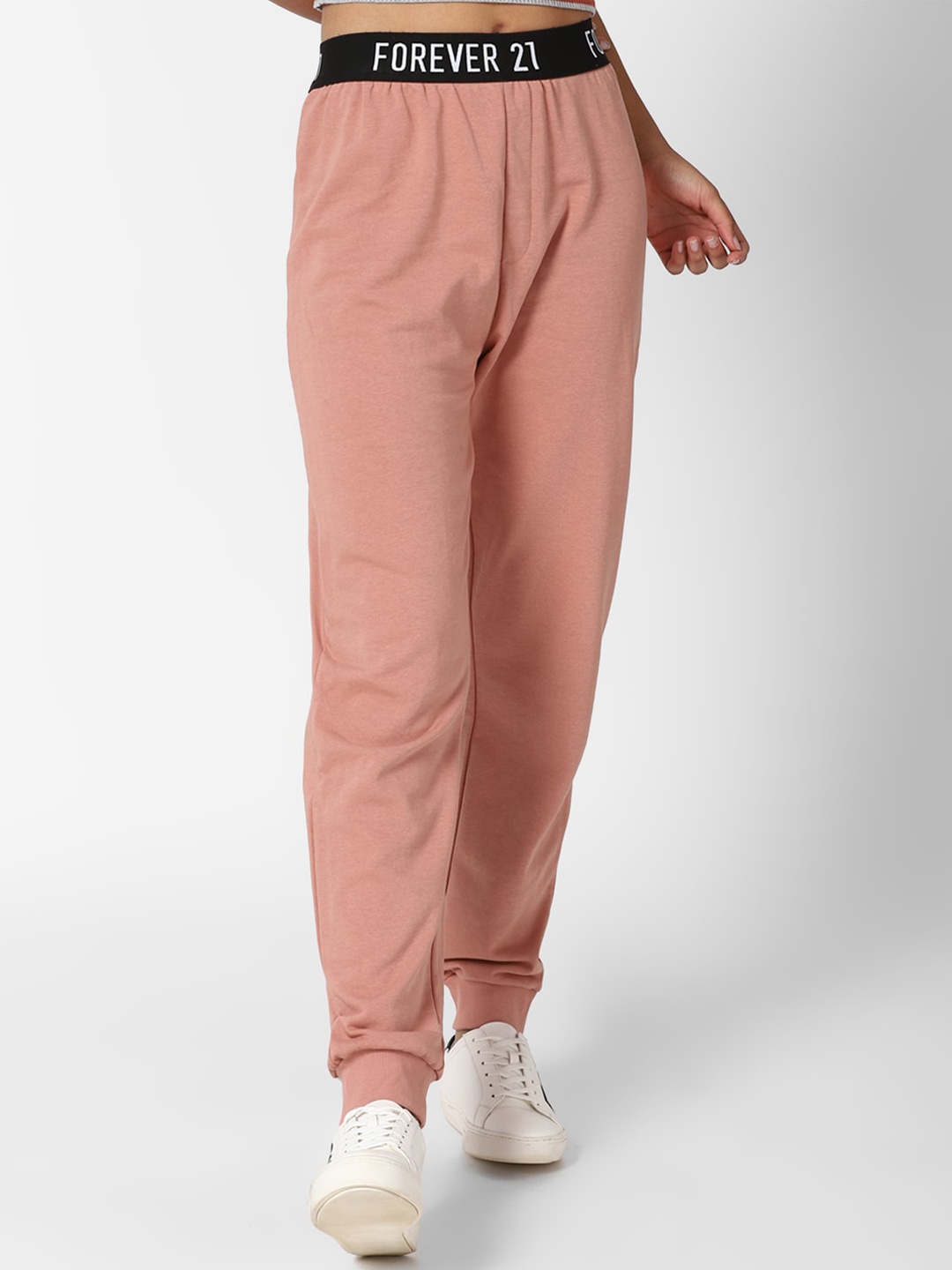 

FOREVER 21 Women Peach-Coloured Jogger Trousers
