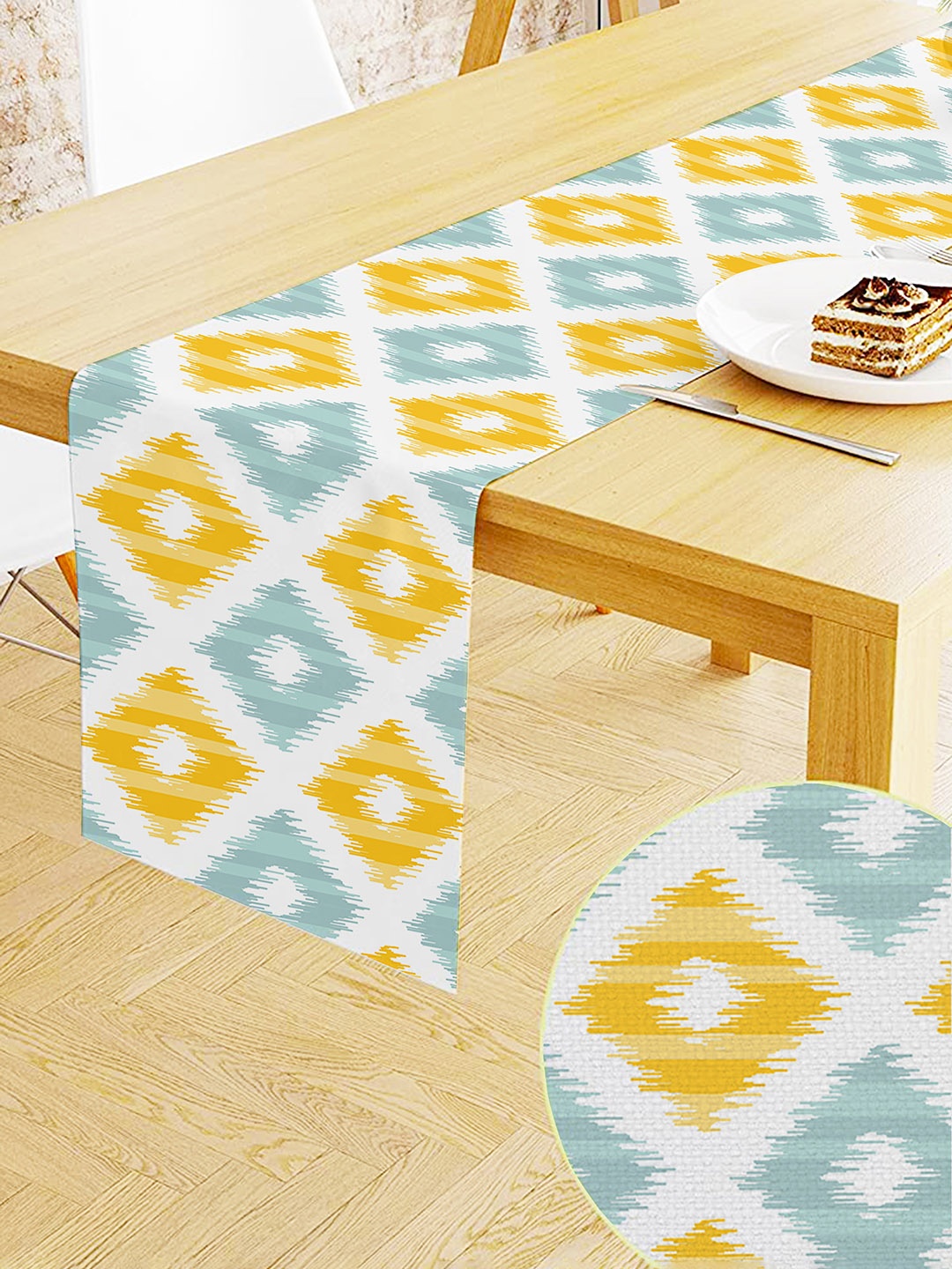 

STITCHNEST Yellow & Blue Printed Table Runner