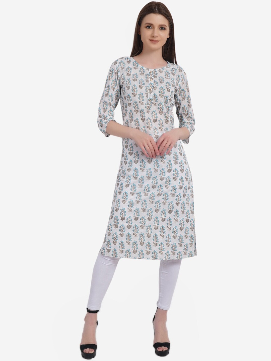 

Dipsha Women White Ethnic Motifs Printed Kurta