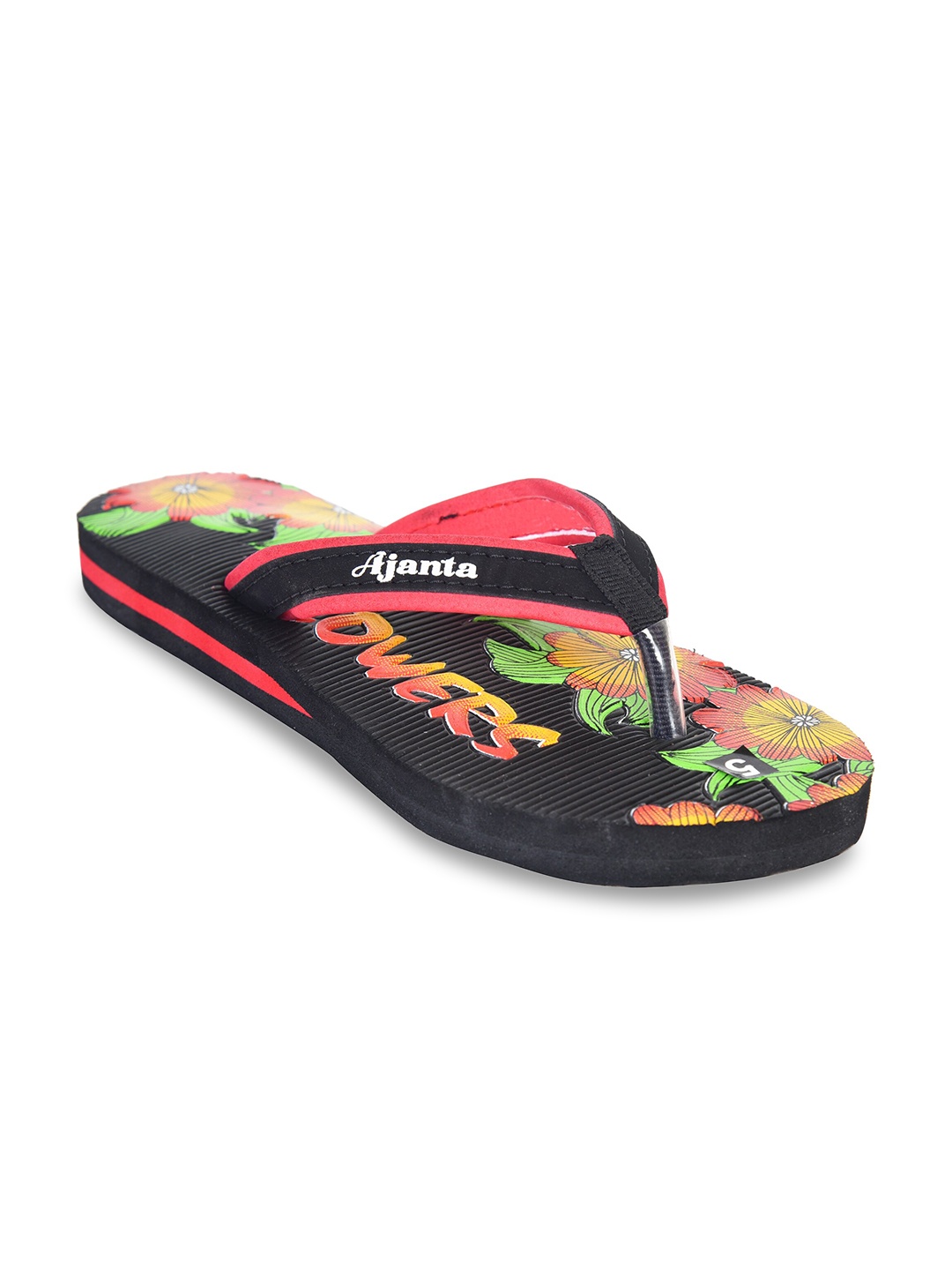 

IMPAKTO Women Black & Pink Printed Thong Flip-Flops