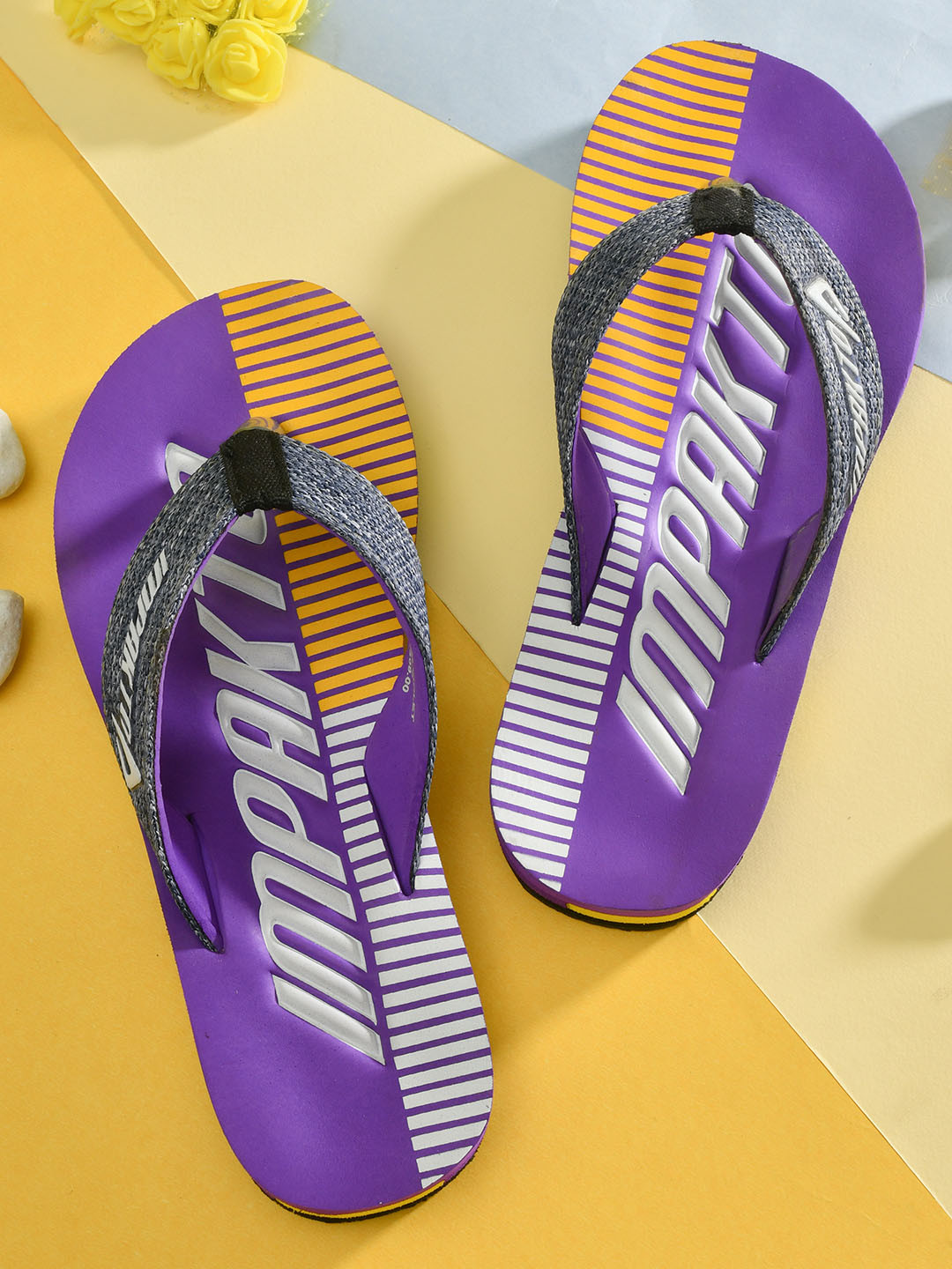 

IMPAKTO Women Violet & Yellow Printed Slip-On
