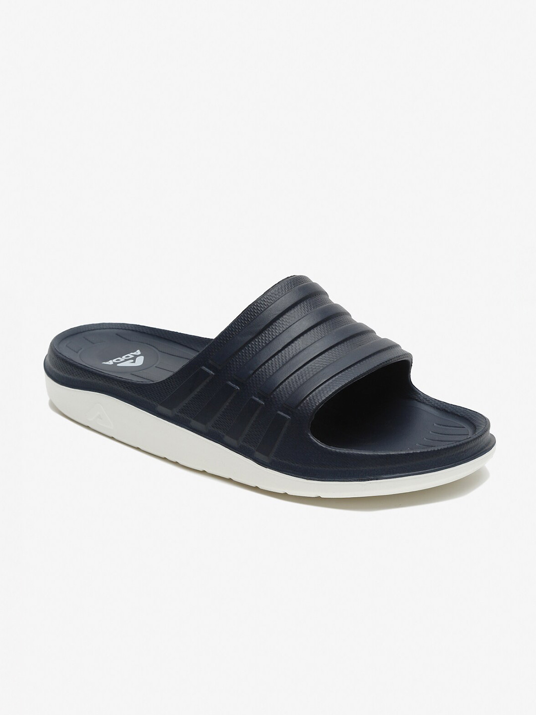 

Adda Men Navy Blue & White Rubber Sliders
