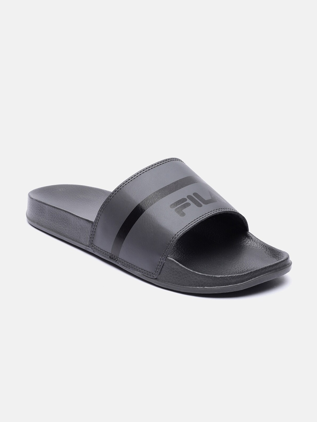 

FILA Men Grey & Black Printed Rubber Sliders