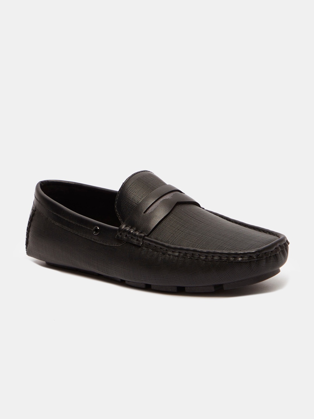 

shoexpress Men Black Solid PU Driving Shoes