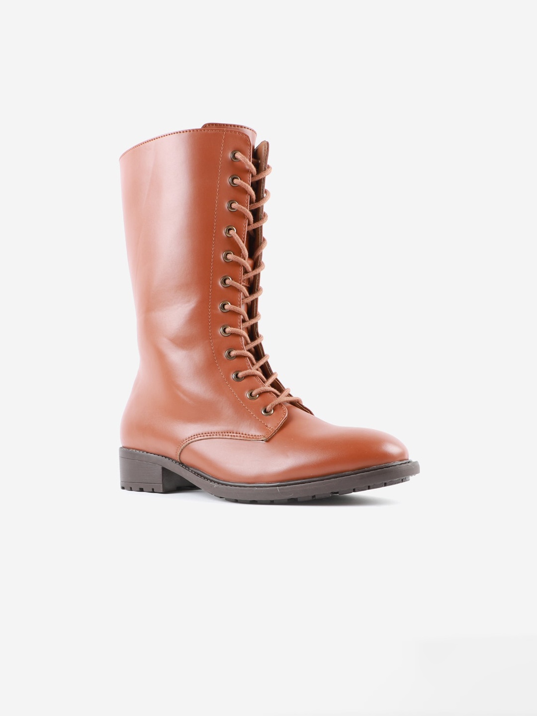 

Carlton London Women Tan Brown High-Top Flat Boots